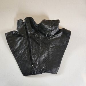 Biker Leather Neck Fleece Warmer Zipper Gaitor Protection Mens Medium Moto
